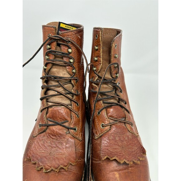 Ariat Cascade 8 Lace-Up Work Boots Mens Brown Leather Kiltie Lug Sole Size 9 EE main image 7